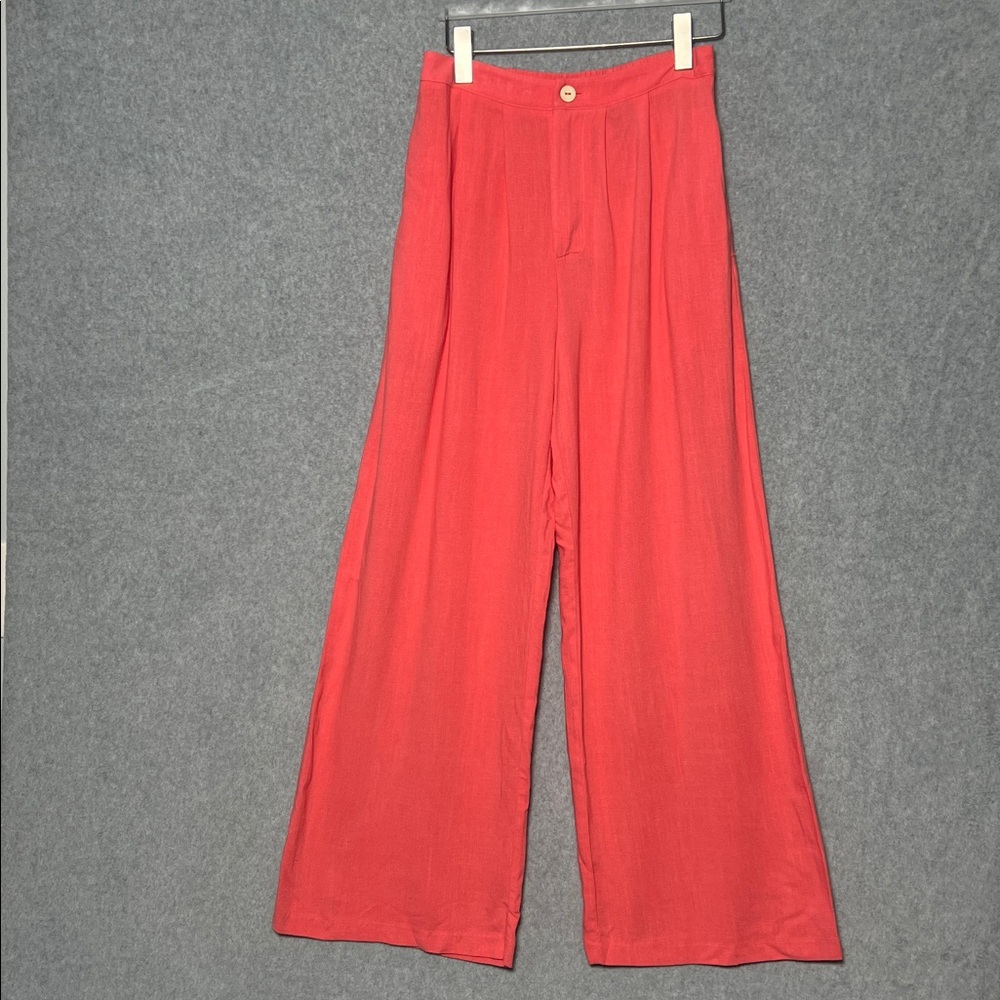 Sadie & Sage Pink Botanical Linen Pants Elastic waist NEW size S - Picture 1 of 7